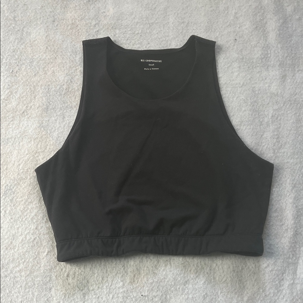 REI Cooperative Black Ribbed Crop Tank